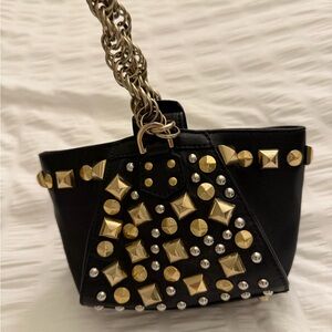 H&M Collab with Versace vintage Black and Gold Studded Women's Bag